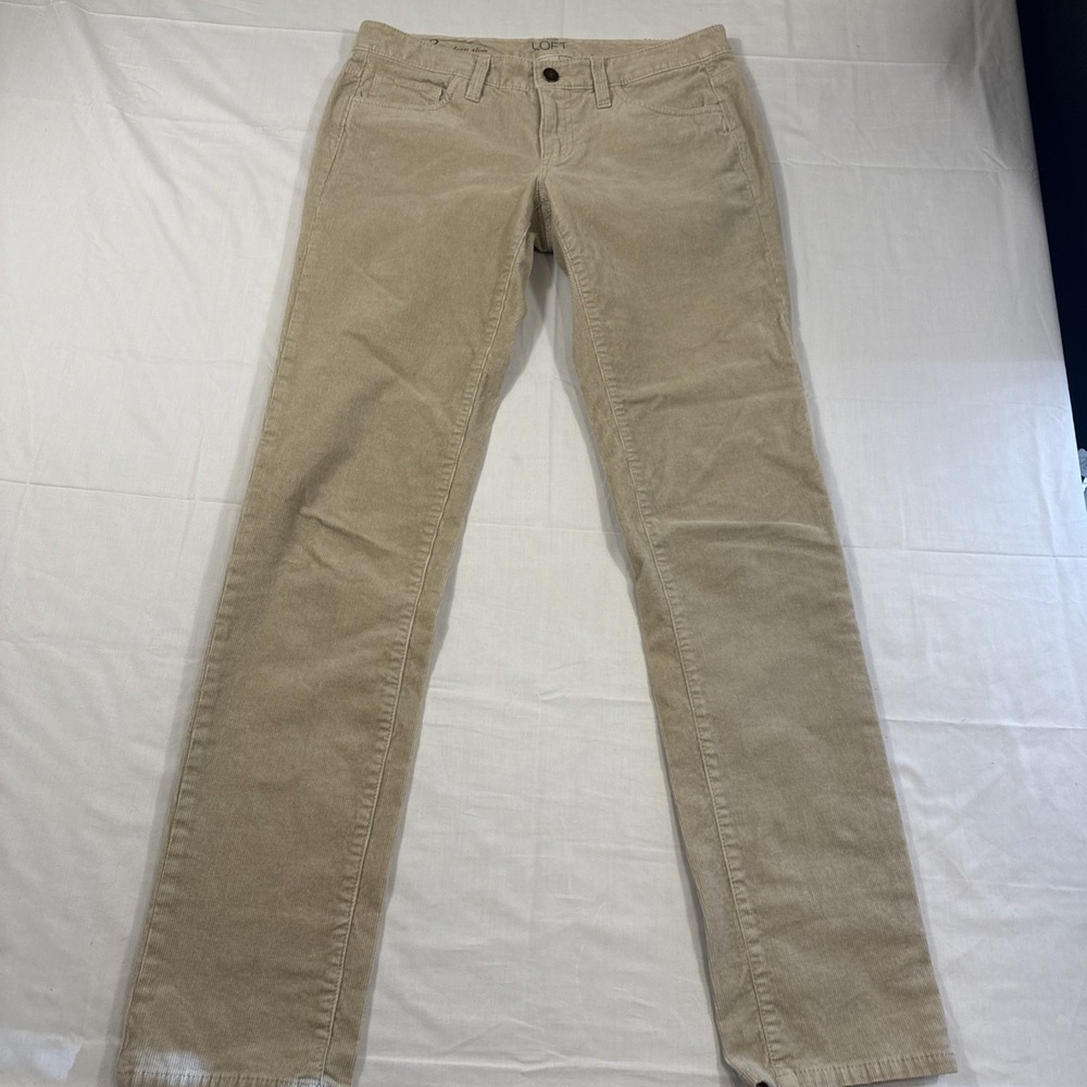 PANTS SLIM MODERN LOFT Modern Slim Leg WOMEN 2 Corduroy Pants Tan